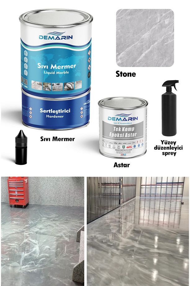 Çift Bileşenli Solventsiz Sıvı Mermer, Liquid Marble (tezgah, Zemin Boyası) - 1