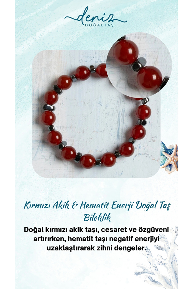 Certified Red Agate and Hematite Energy Natural Stone Bracelet – 8 mm