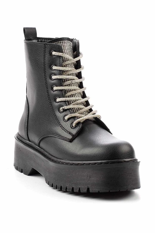 Siyah Lame Kadın Bot & Bootie K02836223009 - 4