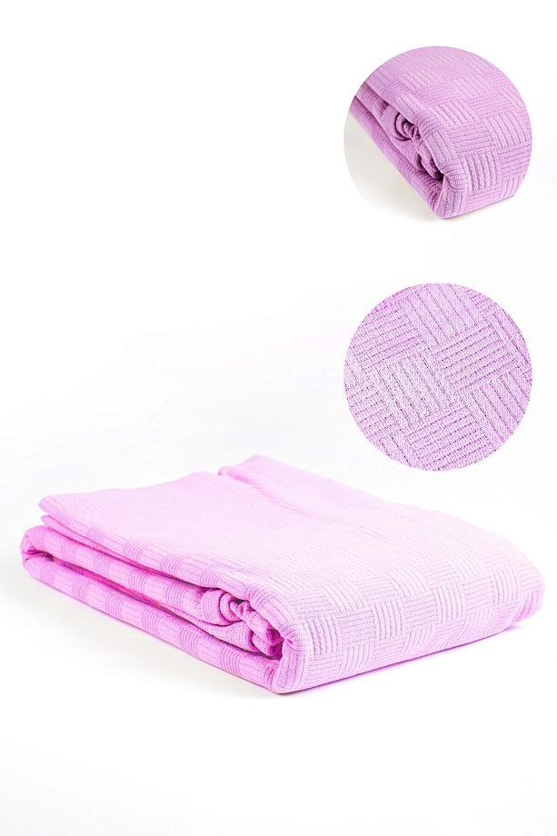 Dama Desen Pamuklu Tek Kişilik Pike Ve Yatak Örtüsü -pembe - 2