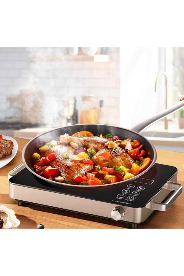 طباخ رقمي بالأشعة تحت الحمراء - موقد ذو شعلة واحدة، تحكم في درجة الحرارة، مؤقت، طبق طهي متعدد الوظائف - 2