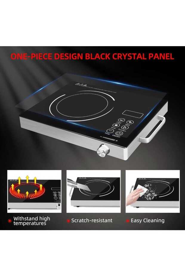 طباخ رقمي بالأشعة تحت الحمراء - موقد ذو شعلة واحدة، تحكم في درجة الحرارة، مؤقت، طبق طهي متعدد الوظائف - 4