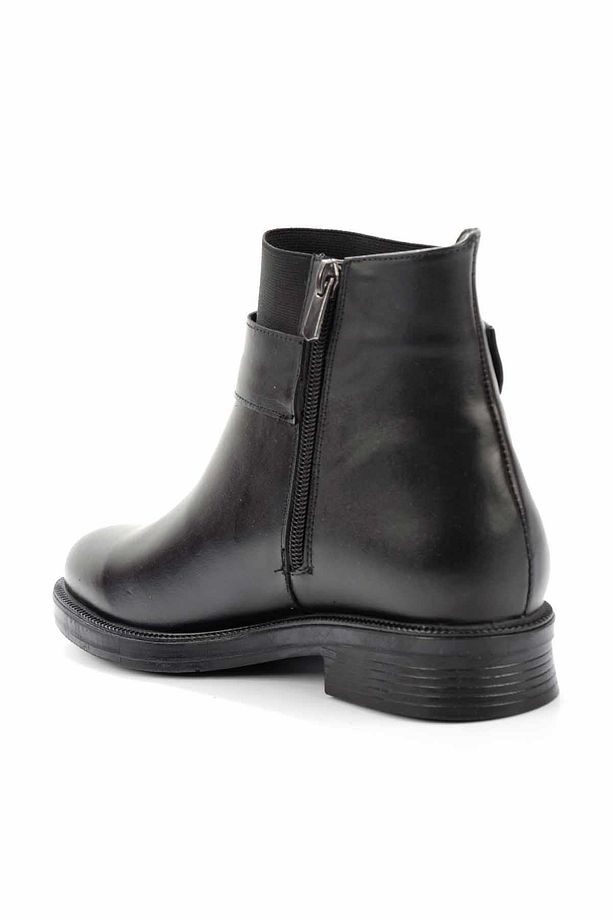 Siyah Hakiki Deri Kadın Bot & Bootie K02531206403 - 4