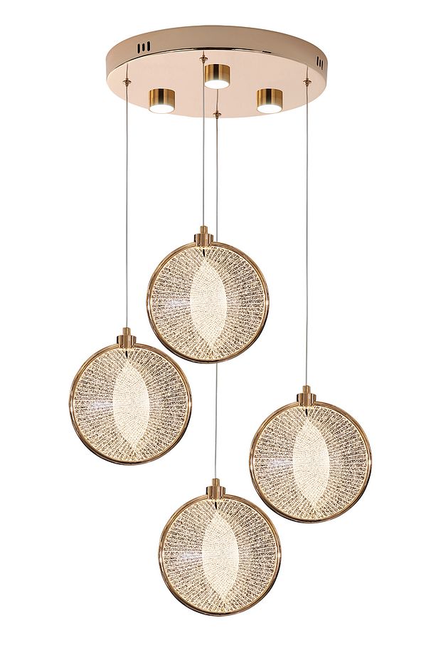 Edward 4'Lü 42 Watt Yuvarlak Gold Ledli Modern Salon Avize - 2