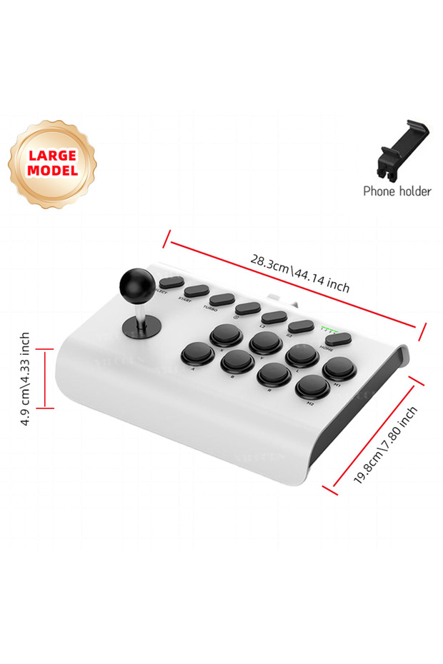 Large-blackwhite Arcade Joystick Wireless Gaming Controller for PC/Android/ios/Switch/PS3/PS4 Fighti - 1