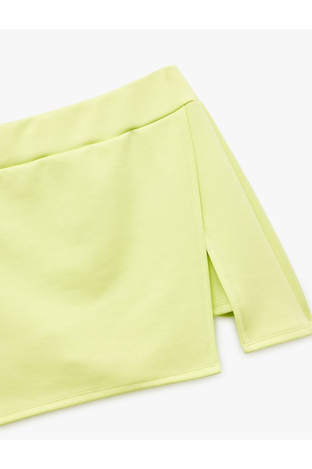 Yüksek Bel Modal Karışımlı Yırtmaçlı Mini Spor Şort Etek - 5
