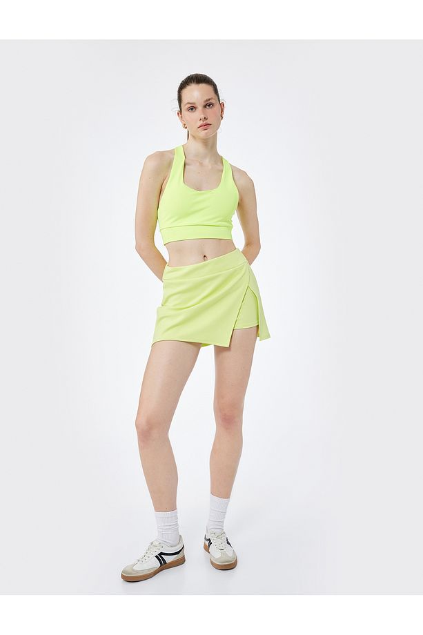 Yüksek Bel Modal Karışımlı Yırtmaçlı Mini Spor Şort Etek - 2