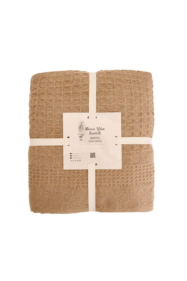 Waffle Çift Kişilik Yatak Örtüsü - Bej - 200x220 cm - 4