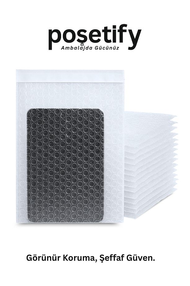 Balonlu Şeffaf Kargo Poşeti 15X20+5 cm | 80 gr Bantlı Patpatlı Kargo Poşeti | 5’li E-Ticaret Poşeti - 7