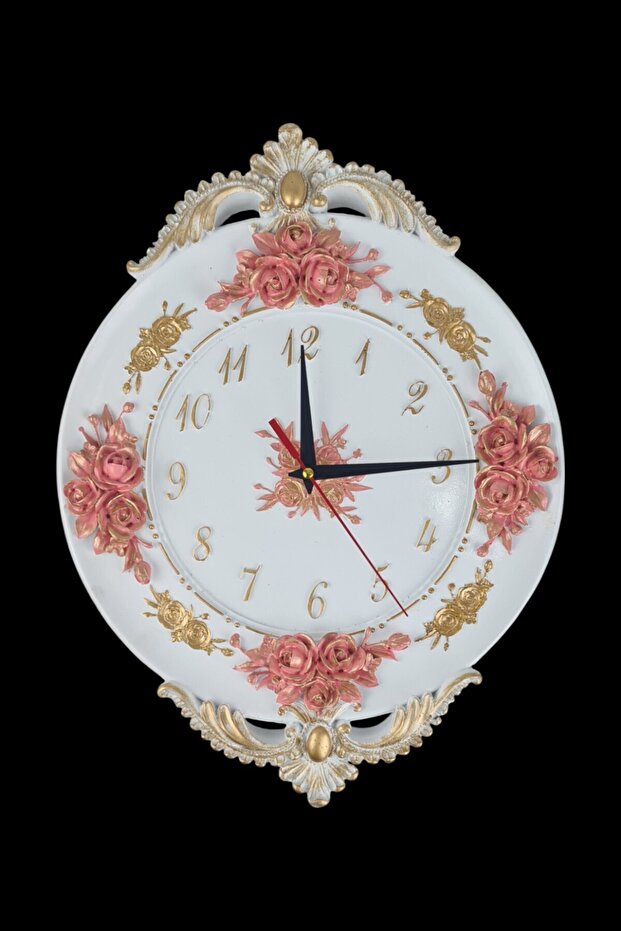 Klasik Polyester Güllü Duvar Saati - 2