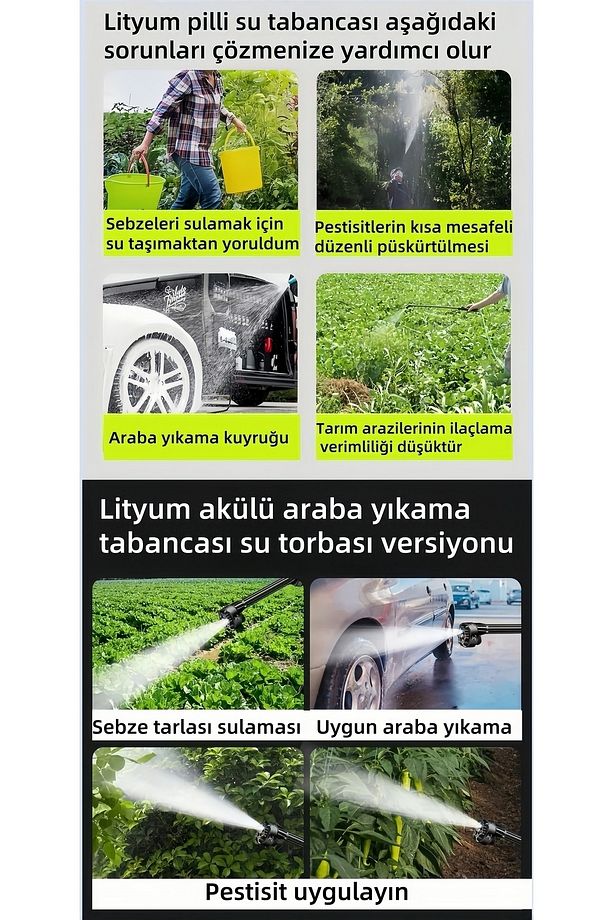 15 Adet Pil Su Torbası Oto Araba Klima Halı Şarj Yüksek Basınçlı Yikama Makinesi Çiçekleri Sula - 3