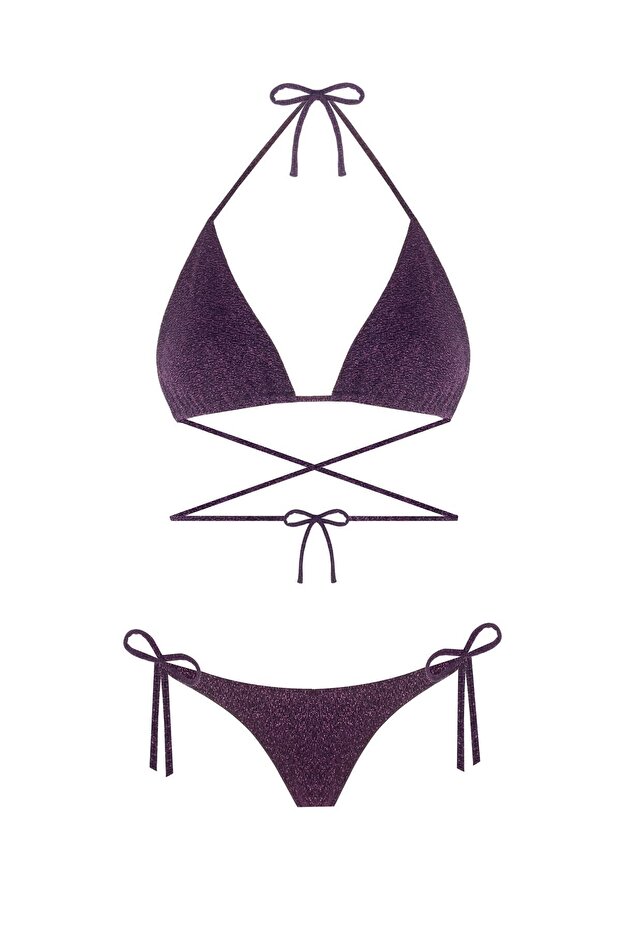 Triangle Sparkle Purple Bikini - 1