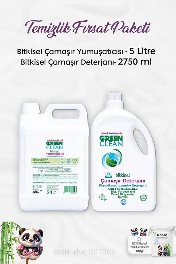Bitkisel Sıvı Çamaşır Deterjanı 2750 Ml, Çamaşır Yumuşatıcısı 5 Lt Ve Rosıe - 1