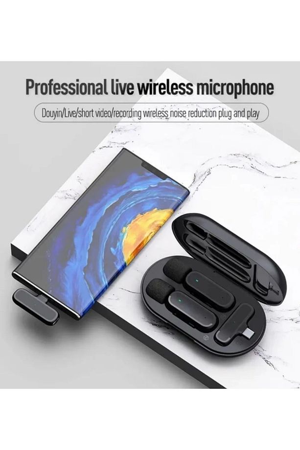 Iphone Ve Android Uyumlu Lightning Kablosuz K61 Yaka Mikrofonu Şarj Kutulu Gürültü Azaltma Özelikli - 5