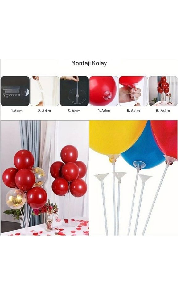 2 Adet Ayaklı Balon Standı 7 Çubuklu 2 Li set ( Balon Hariçtir. ) - 4