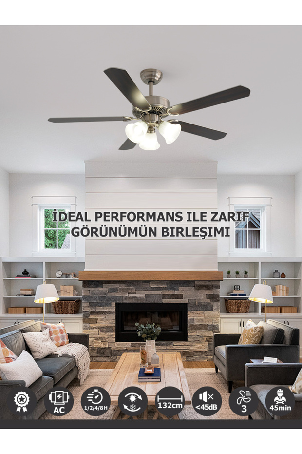 DLC BRISOTE MAT KROM TAVAN VANTİLATÖRÜ 132CM - 4