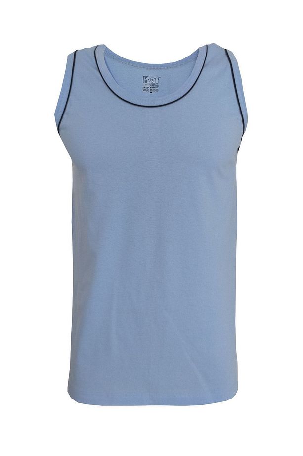 Unisex Mavi Basic Askılı Biyeli Tshirt - 1