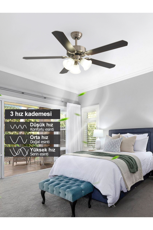 DLC BRISOTE MAT KROM TAVAN VANTİLATÖRÜ 132CM - 8