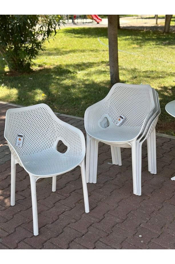Royal Rattan Yuvarlak Camlı Masa Takımı 4 Kişilik Camlı Balkon Teras Bahçe Masa Takımı A Plus - 4