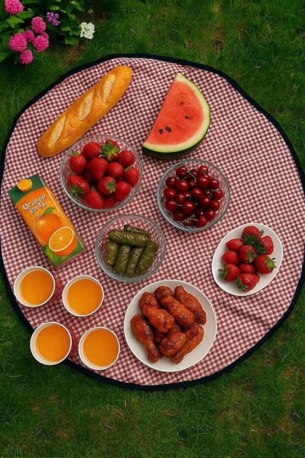 2'si 1 Arada Büyük Boy Fermuarlı Piknik, Plaj Ve Kamp Çantası / Örtüsü - Katlanabilir, Çok Amaçlı - 4