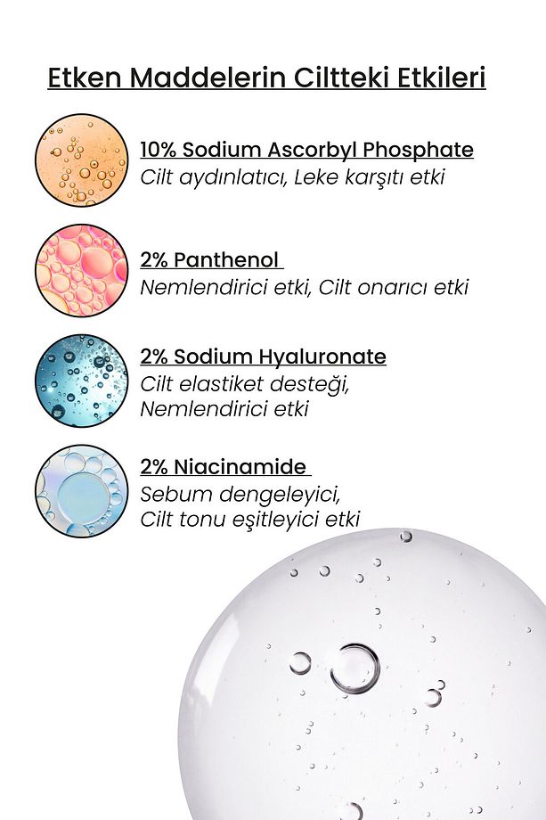 Aydınlatıcı C Vitamini Serum 30 ml - Hyaluronik Asit, Panthenol Ve Niacinamide Içeren Cilt Serumu - 4