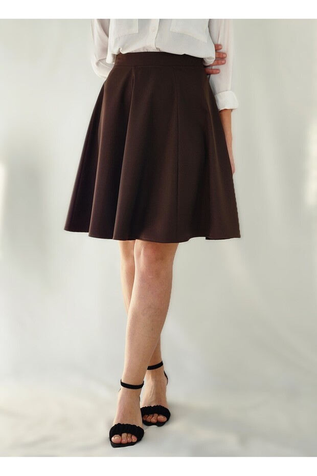 Brown Six Pieces Woven Bell Skirt