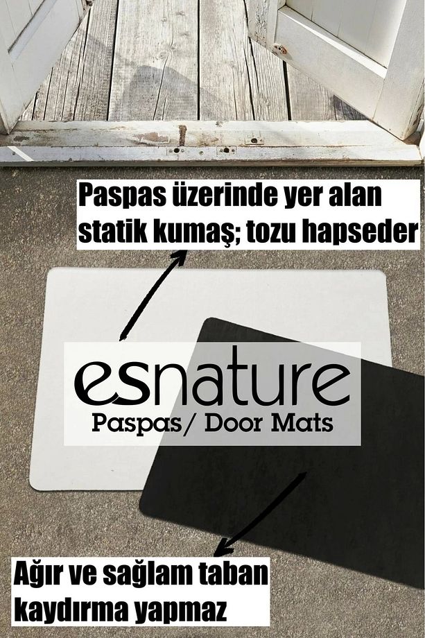 Home Bohem Temalı Dağ Ve Yaprak Desenli Kapı Önü Paspası 45x70 Cm - 4