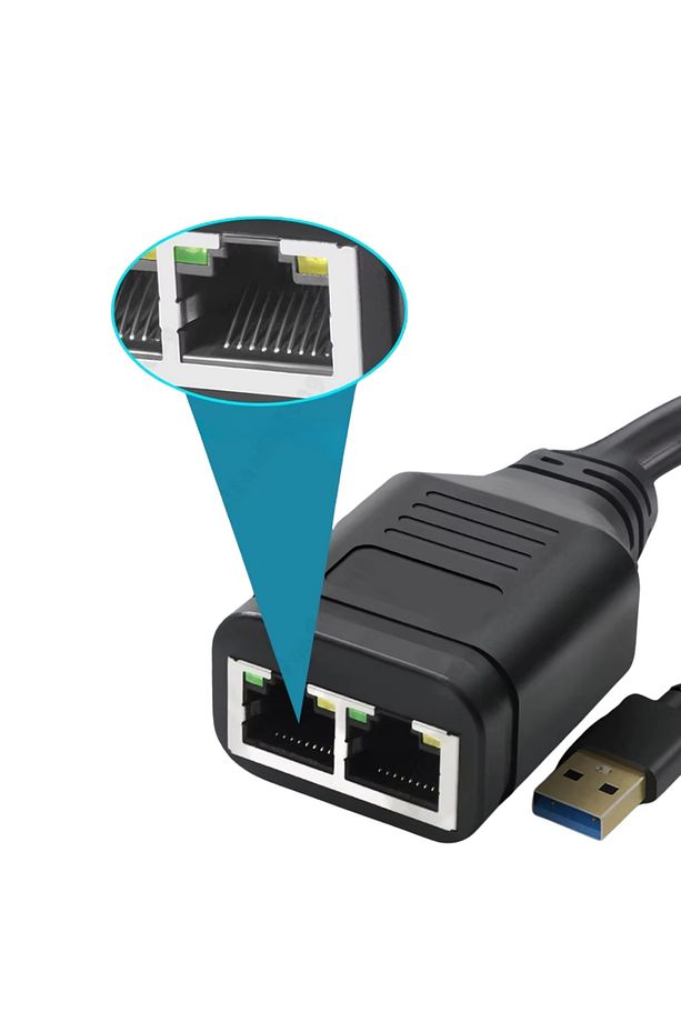 4711 1x2 Port RJ45 USB Güç Destekli Ethernet Switch Splitter Çevirici Çoklayıcı - 3