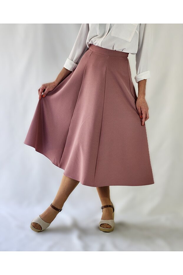 Six Pieces Maxi Woven Bell Skirt with Dried Roses