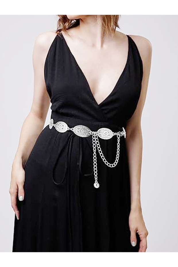Women's Metal Chain, Detailed Adjustable Waist Belt