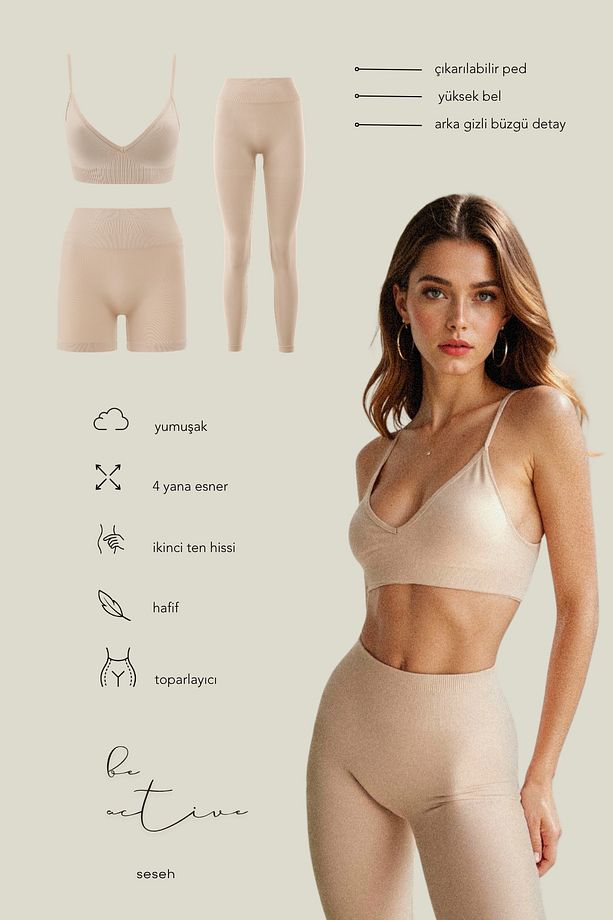 Solis Bej Seamless Spor Biker Şort - 6