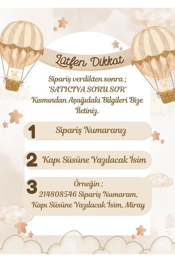 İstediğiniz Ismi Yazıyoruz - Bubble Ayıcıklı Ledli Bulut Bebek Kapı Süsü - 3