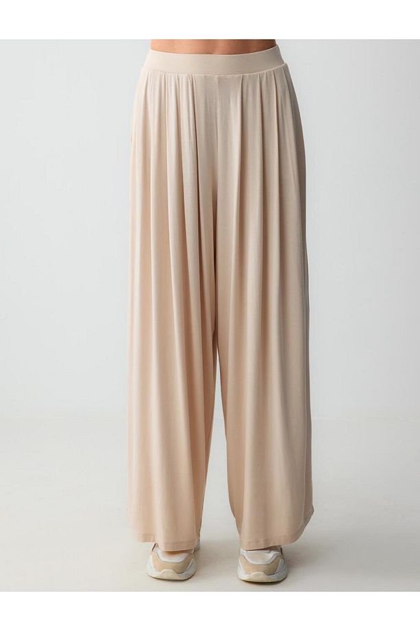 Açık Bej Loose  Örme Pantolon - 4
