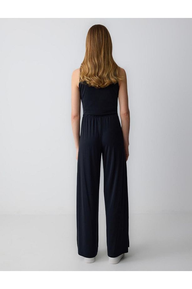 Siyah Loose  Örme Pantolon - 6