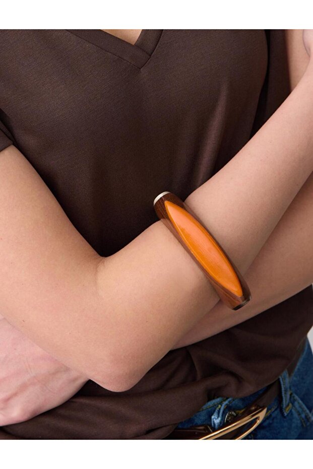 Karışık Ahşap Detaylı Kare Formlu Bileklik - 1