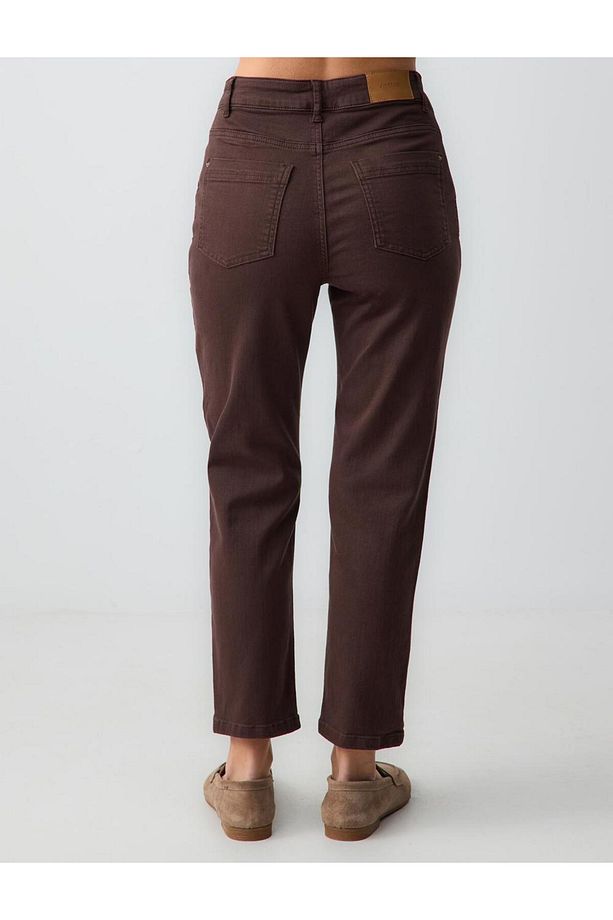 Acı Kahve Yüksek Bel Normal Paça Denim Pantolon - 6