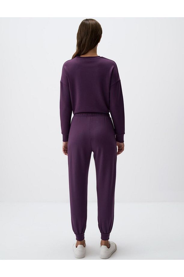 Mor Yüksek Bel Dar Paça Cepli Jogger Pantolon - 6