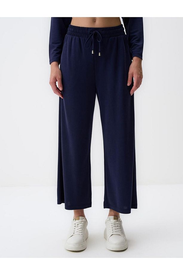 Lacivert Bol Paça Rahat Jogger Pantolon - 4