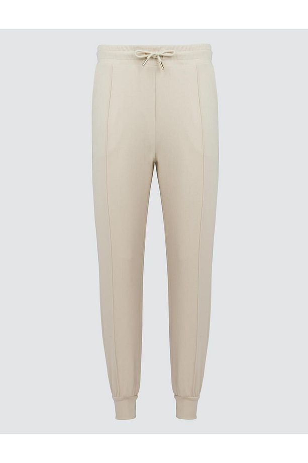 Bej Yüksek Bel Dar Paça Cepli Jogger Pantolon - 7