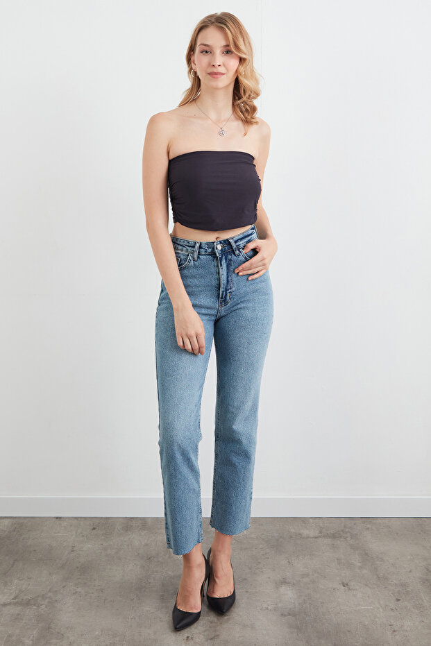 Basic Yanları Drapeli Straplez Büstiyer - 3