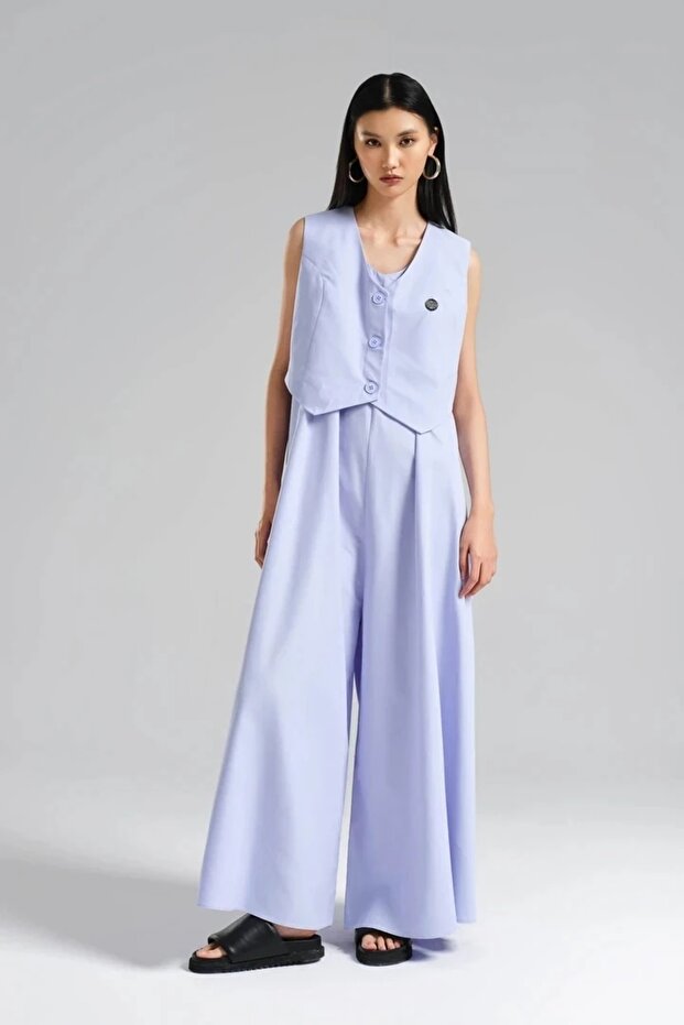 Women's Vest Two Piece Design Salopet Jumpsuit