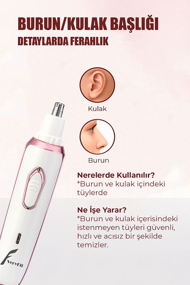 RF-3028  Epilatör 4 in 1 Arada Epilasyon Cihazı - Şarjlı  Tıraş Makinesi Kaş Burun Tüm Vücut Seti - 6