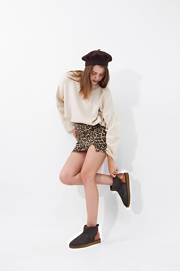 Kürklü Kadın Mini Bot 191133 - 5