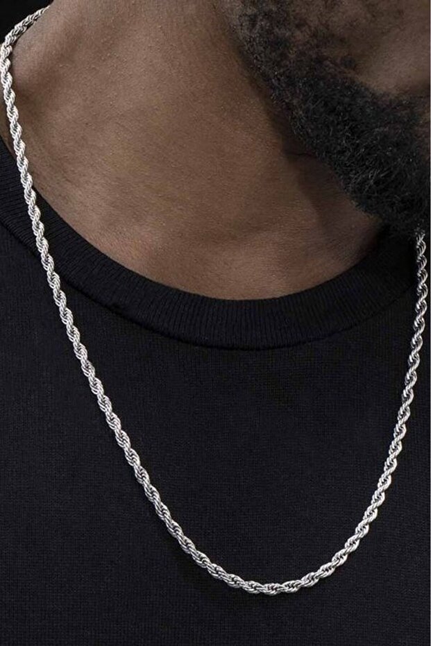 Twisted Rope Men's Steel Chain Necklace b028k