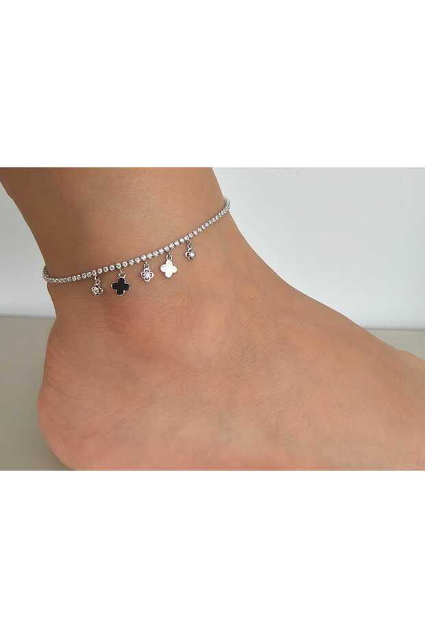 Women's Anklet in Steel Tarnish Silver