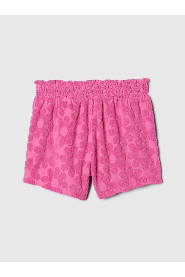 Kız Çocuk Pembe Fırfırlı Havlu Kumaş Pull-On Şort - 2