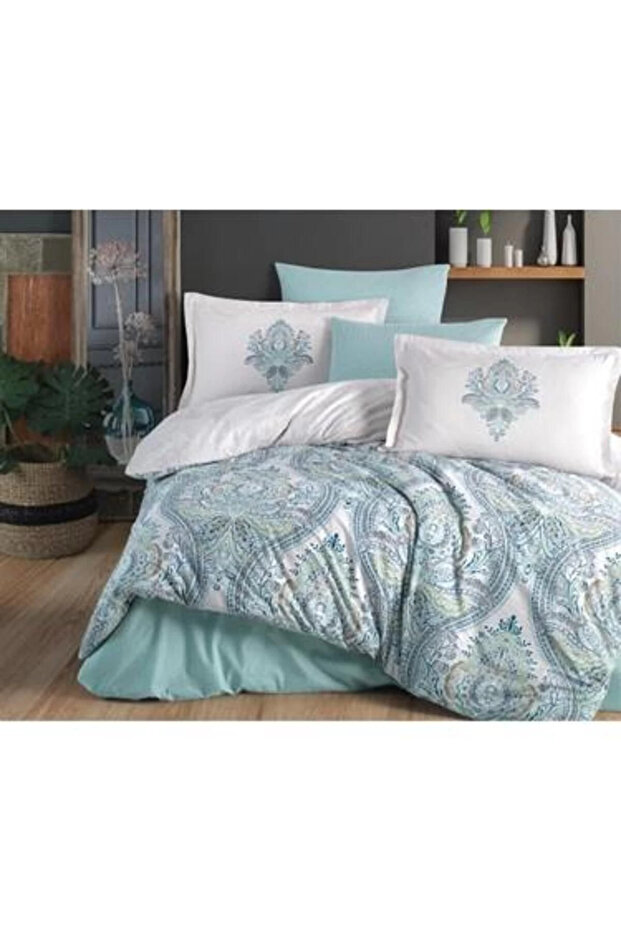 Ranforce %100 Pamuk Tek Kişilik Nevresim Takımı Ruma V1 Mint - 2