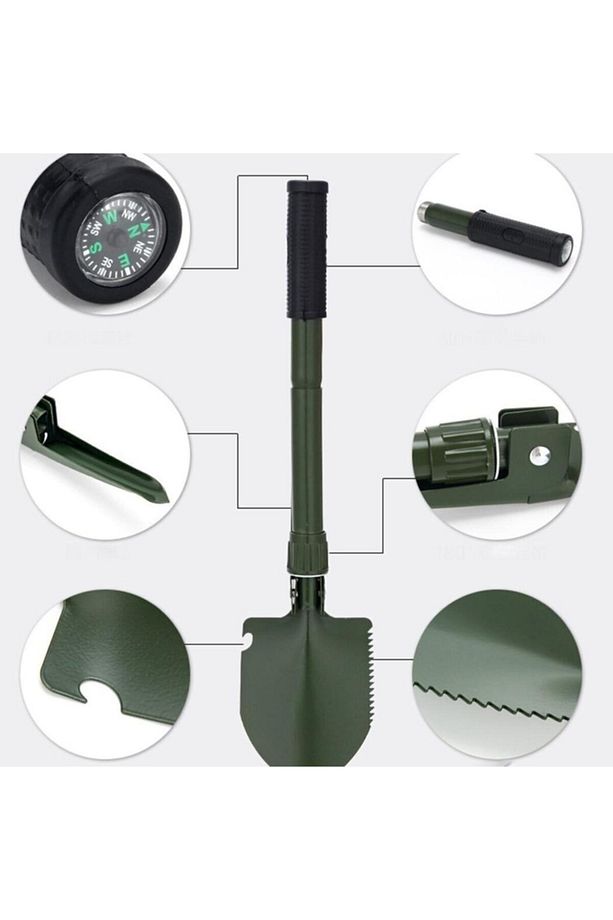 Portatif Çantalı Pusulalı Katlanabilir Kazma Kürek Kamp Seti 3 In 1 - 3