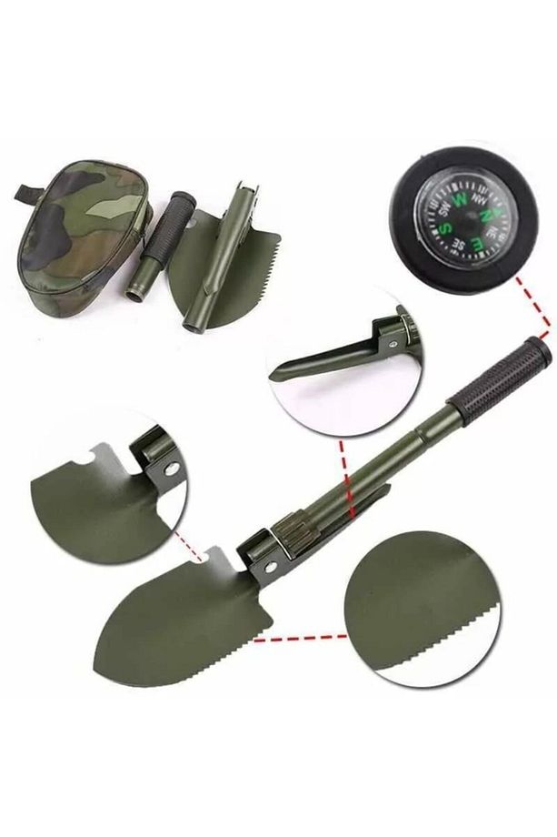 Portatif Çantalı Pusulalı Katlanabilir Kazma Kürek Kamp Seti 3 In 1 - 2
