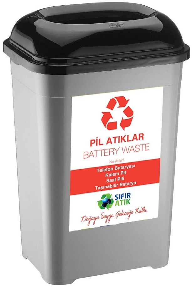 Sıfır Atık Kutusu 50 Lt Geri Dönüşüm Kutusu Atık Kovası Büyük Boy Çöp Kutusu 6 Lı Set 33*43*60 Cm - 7